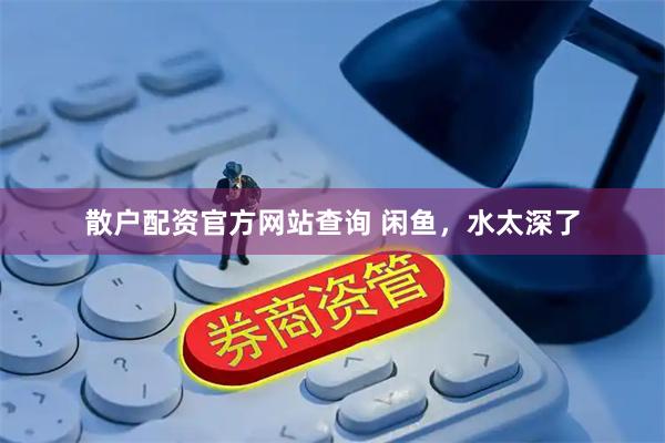 散户配资官方网站查询 闲鱼，水太深了
